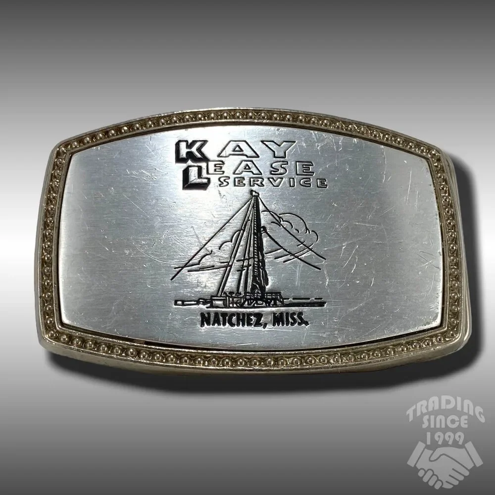 Vintage Belt Buckle Kay‎ Lease Service Natchez, Mississippi Sail Boat #681